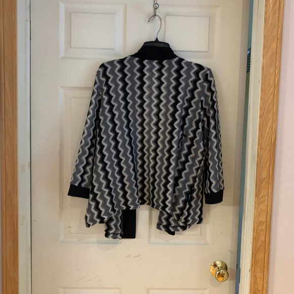 Antoine Black/Grey Zigzag 3/4 Sleeve Open Cardigan xxl - Picture 4 of 4
